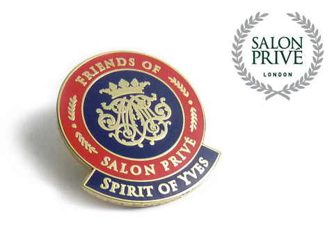 Luxury enamel badges made with the Salon Prive events logo.